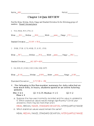 This content is for paid students only. Chapter 14 Review Answer Key Median Mode Statistics