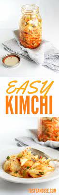 Easy Kimchi A Korean Side Dish With Scallions Ginger Napa Cabbage Seasoned With Red Chili Powder Crushed Korean Side Dishes Napa Cabbage Recipes Kimchi