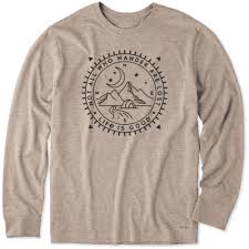 Short sleeve (215)long sleeve (37)sleeveless (19)women's top. Life Is Good Men S Wander Compass Long Sleeve Crusher Tee Heather Mocha Ebay