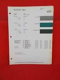 1969 Rootes England Paint Chip Color Code Chart Vintage Old