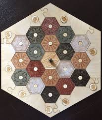 Custom Settlers Of Catan Game Board Made Using Natural Wood Colors Catan Board Custom Board Games Settlers Of Catan