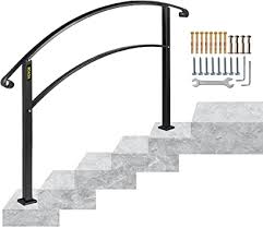 Maybe you would like to learn more about one of these? Happybuy Handrails For Outdoor Steps Fit 1 Or 5 Steps Outdoor Stair Railing Black Wrought Iron Handrail Flexible Front Porch Hand Rail Transitional Handrails For Concrete Steps Or Wooden Stairs Amazon Com