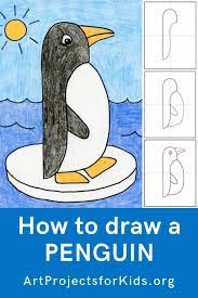 Penguins usually have a dark blue back and white belly. Draw An Easy Penguin Art Projects For Kids Penguin Art Penguin Art Projects For Kids Penguin Drawing Easy