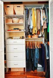 Instead of cutting your clothing collection in half, use these small closet organization tips and ideas from the experts to create twice as much space this bedroom designed by shari francis has bonus storage space above the closet, which may not be convenient for everyday items but is perfect for. Cute Small Closet Ideas Small Closet Organization Bedroom Closet Small Bedroom Small Closet Storage