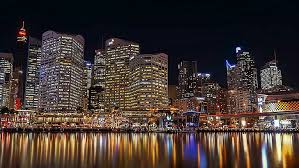 Hd Wallpaper Downtown Night Lights City Lights Sydney Australia Darling Harbour Wallpaper Flare