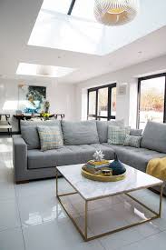 Family Kitchen Extension Eating Area And Seating Area With Modern Wooden Table Yellow And White Ea Open Plan Kitchen Living Room Kitchen Sofa New Living Room