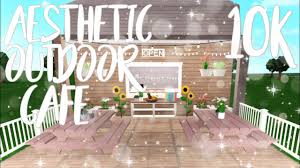 Mar 21, 2022 · clotted cream tiles contrast with dark wooden panelling and ornate and rattan vases and pots, each filled with lush greeney. Aesthetic Outdoor Cafe Speed Build No Gamepass Roblox Bloxburg Youtube