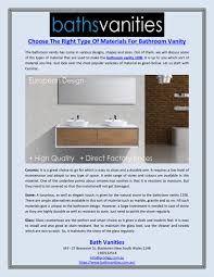 With such a wide selection of. Choose The Right Type Of Materials For Bathroom Vanity By Baths Vanities Issuu