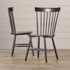 Highland Dunes Brixton Slat Back Side Chair In Black Wayfair In 2020 Wood Side Chair Side Chairs Solid Wood Dining Chairs