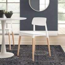 Choose from several colorful upholstery options—including sea foam, charcoal, and yellow—for this set of two chairs. Modern Contemporary Modern White Dining Chairs Allmodern