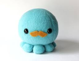 Blue Octopus Plush Toy With Moustache By Cheekandstitch On Etsy 14 00 Octopus Plush Kawaii Plushies Handmade Plushies