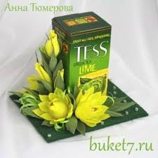 букеты из конфет и чая своими руками мастер класс Kompoziciya Iz Konfet S Chaem Buket Iz Konfet Buket Bumazhnye Rozy