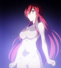 earnest flaming, eiyuu kyoushitsu, absurdres, anime screenshot, highres,  stitched, third-party edit, 1girl, breasts, collarbone, completely nude,  groin, hair between eyes, large breasts, long hair, navel, no nipples, no  pussy, nude, red eyes,