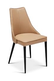 Sporting a clean black finish, four flared dowel legs complete the design. Auwell Dining Chair In Camel Leather Cc Awl Dc Le06 By Urbia Imports