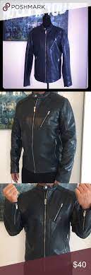 Zara Man Blue Biker Faux Leather Jacket Zara Leather Jacket Leather Jacket Faux Leather Jackets