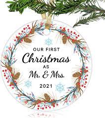 A Christmas Wedding 2021 Buy Nurionss Our First Christmas As Mr Mrs Ornaments 2021 Christmas Wedding Decoration Gift For Couple Married Newlyweds 2 85 Ceramic Ornament Mr Mrs 10 Online In India B08p57nb9s