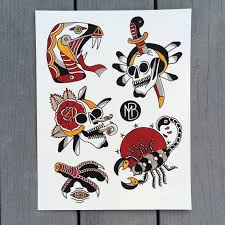 American Traditional Tattoo Flash Sheet By Goblinlogic On Etsy Traditional Tattoo Flash Sheets Traditional Tattoo Flash Tattoo Flash Sheet