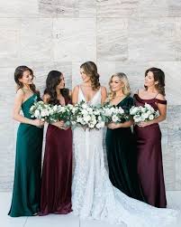 Bride And Bridesmaids In Jewel Tone And Velvet Dresses Wedding Bridesma Winter Bridesmaid Dresses Emerald Green Bridesmaid Dresses Wedding Bridesmaid Dresses