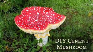Diy Cement Mushrooms For Your Garden Making Concrete Toadstools Garden Cement Project At Home Youtube Concrete Diy Garden Ornaments Diy Stuffed Mushrooms