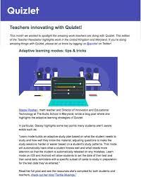 Adaptive Learning Modes Tips Tricks Quizlet Newsletter Feature Teacher Student Study Flashcards Teachers
