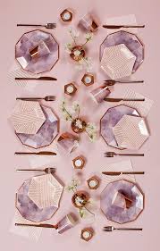 Amethyst Light Purple Watercolor Paper Cups Paper Plate Design Gold Foil Paper Amethyst
