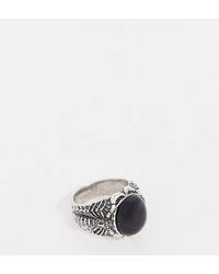 Inspired Chunky Ring With Stone Detail In Burnished Silver Exclusive To Asos