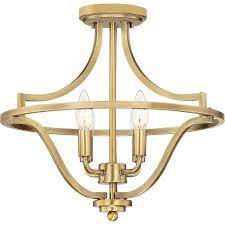 Quoizel Harvel 16 In Weathered Brass Traditional Semi Flush Mount Light Lowes Com Semi Flush Lighting Ceiling Fixtures Indoor Lighting Fixtures