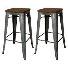 Threshold Hampden Industrial 29 Barstool With Wood Top Set Of 2 Metal Bar Stools Bar Stools Industrial Stool
