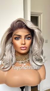 Grey Wig Dark Roots Lace