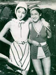 1935年 昭和10年 15歳の頃の原節子 左 黒田記代と retro fashion japanese fashion vintage lesbian
