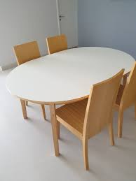 With the extra leaf stored under the table top you can extend the table to seat from 4 to 6 people. Ikea Extendable Dining Table With Set Of Four Wooden Chairs Furniture Home Living Furniture Tables Sets On Carousell