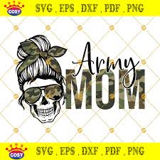 Army Mom Skull Svg Messy Bun Skull Svg Mom Life Svg Momlife Skull Svg Patriotic Svg Army Mom Svg Png Dxf Eps Cosysvg Com