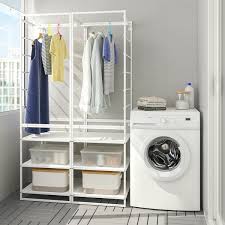 There are lots of ideas to use them lack shelves are classics in the living rooms, hack them as you need, cut them and attach to the walls. Jonaxel Shelving Unit With Clothes Rail White Ikea