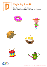 beginning sound d worksheet free printable pdf for children