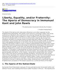 Pdf Liberty Equality And Or Fraternity The Aporia Of Democracy In Immanuel Kant And John Rawls