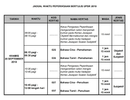 Carian maklumat tarikh dan masa peperiksaan spm setiap subjek termasuklah ujian lisan serta ujian bertulis fasa 1 dan fasa 2 dikeluarkan oleh lembaga peperiksaan kpm. Jadual Waktu Peperiksaan Bertulis æ§ŸåŸŽå•†åŠ¡å°å­¦ Sjkc Shang Wu Facebook
