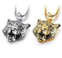 Retro Gothic Tiger Head Pendant Necklace for Men