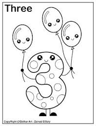 Set Of 123 Kawaii Coloring Pages Help Your Preschooler Coloring Cute Number 3 Holding Three Balloons Preschool Coloring Pages Numbers Preschool Coloring Pages