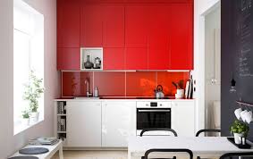 A Small Kitchen With A Big Red Heart Ikea Red Kitchen Cabinets Kitchen Cabinets Kitchen Inspirations