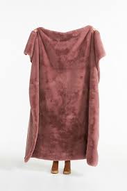 Anthropologie Sophie Faux Fur Throw Blanket In Purple Modesens