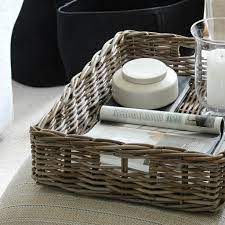 We are offering from our wide consignment to our patrons an optimum class variety of soft closing rattan basket. Grey Rattan Tray Display Basket By Marquis Dawe Notonthehighstreet Com