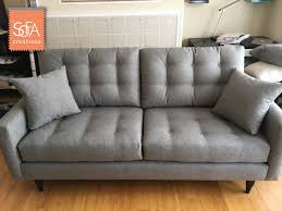 London Sofa In Taylor Felt Gray We Can Tuft The Cushions On Any Model In Our Fabric Collection To Give The Furniture A More Custom Sofa Sofa Custom Furniture