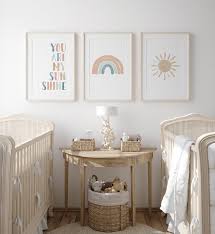 Pastel Rainbow Wall Art Set Of 3 Prints You Are My Sunshine Etsy Rainbow Nursery Decor Rainbow Wall Art Kid Room Decor
