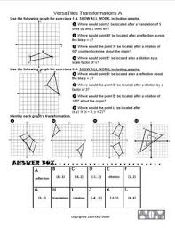 Graphing Transformations For Versatiles Graphing Worksheets Transformations