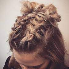 Braids Buns This Look Is Super Cute Short Hair Love Courtesy Of Kydoesmyhair G Thick Hair Styles Cute Hairstyles For Short Hair Braids For Short Hair