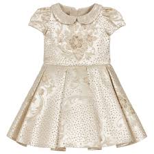 Attending the celebration alongside her husband prince harry, meghan markle looked completely stunning wearing a brocade dress with a chic white coat Childrensalon Occasions Girls Gold Brocade Dress Childrensalon Outlet
