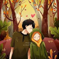 Gambar kartun muslimah berkacamata yang cantik, sedih, lucu, bercadar, bertopi, berpasangan. 99 Gambar Animasi Kartun Pasangan Islami Bercadar Cikimm Com