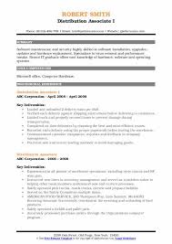 distribution associate resume samples