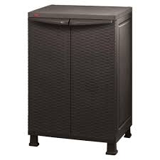Most storage units only come in a monochromatic color scheme. Keter Plastic Freestanding Garage Cabinet In Brown 26 In W X 39 In H X 18 In D 215659 The Home Depot Outdoor Storage Cabinet Utility Storage Cabinet Patio Storage