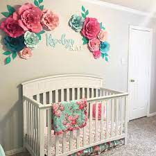 Baby Girl Nursery Giant Paper Flowers Floral Nursery Decor Etsy Floral Nursery Decor Flower Nursery Decor Baby Girl Nursery Room
